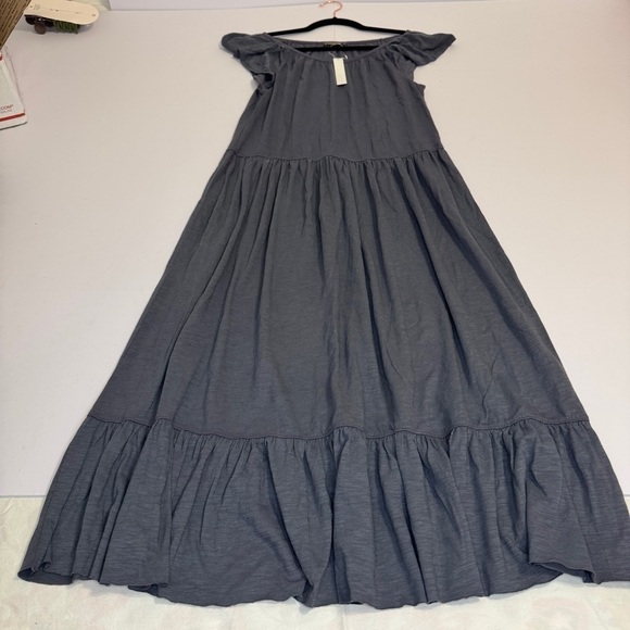Lilla P Gray Flutter Sleeve Tiered Maxi Dress Small | NWT | Runs Big - Picture 4 of 7